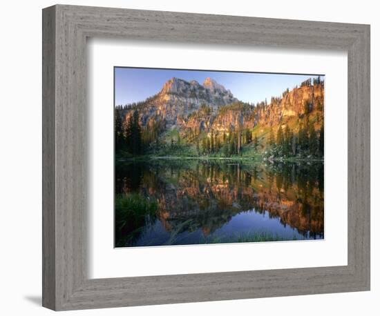 Mt. Magog Reflected in White Pine Lake at Sunrise, Wasatch-Cache National Forest, Utah, USA-Scott T^ Smith-Framed Photographic Print