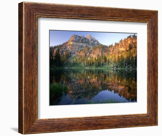 Mt. Magog Reflected in White Pine Lake at Sunrise, Wasatch-Cache National Forest, Utah, USA-Scott T^ Smith-Framed Photographic Print