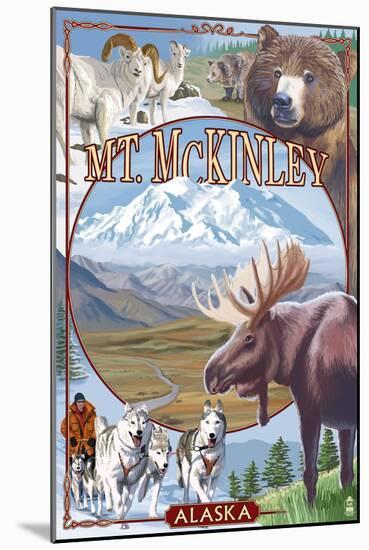 Mt. McKinley, Alaska - Montage-Lantern Press-Mounted Art Print