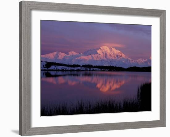 Mt. McKinley Reflected in Pond, Denali National Park, Alaska, USA-Hugh Rose-Framed Photographic Print