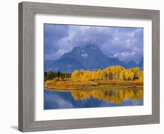 Mt, Moran and Snake River at Oxbow Bend, Grand Teton National Park, Wyoming, USA Autumn-Pete Cairns-Framed Photographic Print