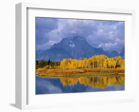 Mt, Moran and Snake River at Oxbow Bend, Grand Teton National Park, Wyoming, USA Autumn-Pete Cairns-Framed Photographic Print