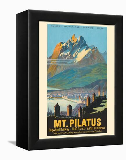 Mt. Pilatus - Lucerne Switzerland - Vintage Railroad Travel Poster, 1958-Pacifica Island Art-Framed Stretched Canvas