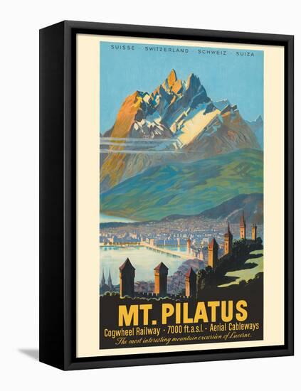 Mt. Pilatus - Lucerne Switzerland - Vintage Railroad Travel Poster, 1958-Pacifica Island Art-Framed Stretched Canvas