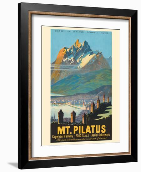 Mt. Pilatus - Lucerne Switzerland - Vintage Railroad Travel Poster, 1958-Pacifica Island Art-Framed Art Print