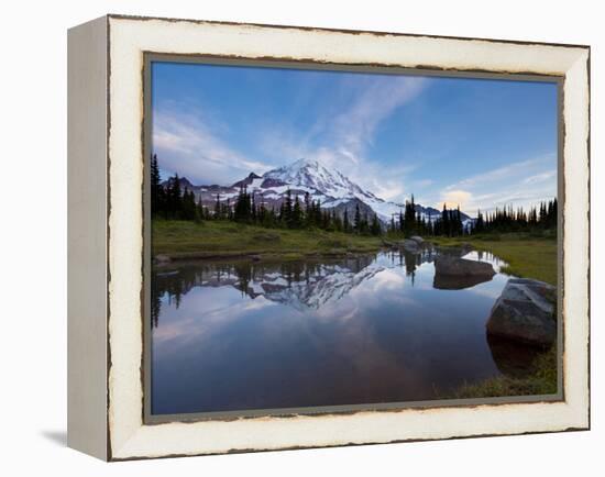 Mt. Rainier Is Reflected in a Small Tarn in Spray Park, Mt. Rainier National Park, Washington, USA-Gary Luhm-Framed Premier Image Canvas