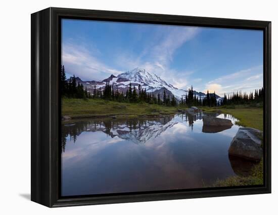 Mt. Rainier Is Reflected in a Small Tarn in Spray Park, Mt. Rainier National Park, Washington, USA-Gary Luhm-Framed Premier Image Canvas