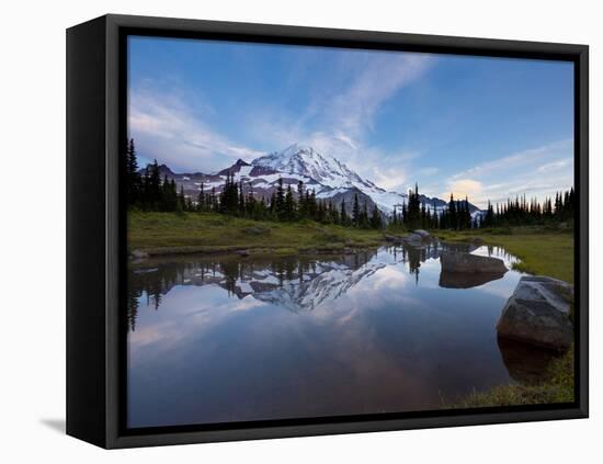 Mt. Rainier Is Reflected in a Small Tarn in Spray Park, Mt. Rainier National Park, Washington, USA-Gary Luhm-Framed Premier Image Canvas