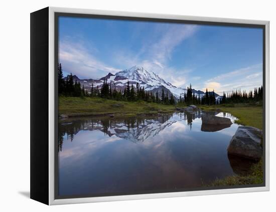 Mt. Rainier Is Reflected in a Small Tarn in Spray Park, Mt. Rainier National Park, Washington, USA-Gary Luhm-Framed Premier Image Canvas