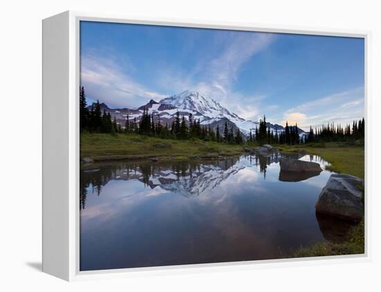 Mt. Rainier Is Reflected in a Small Tarn in Spray Park, Mt. Rainier National Park, Washington, USA-Gary Luhm-Framed Premier Image Canvas