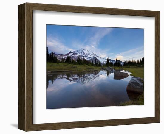 Mt. Rainier Is Reflected in a Small Tarn in Spray Park, Mt. Rainier National Park, Washington, USA-Gary Luhm-Framed Photographic Print