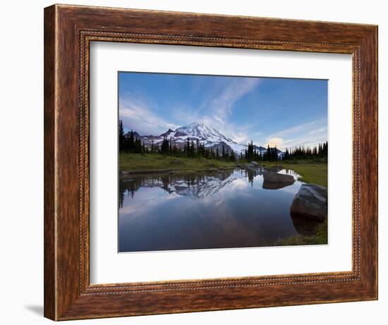 Mt. Rainier Is Reflected in a Small Tarn in Spray Park, Mt. Rainier National Park, Washington, USA-Gary Luhm-Framed Photographic Print