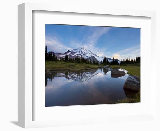 Mt. Rainier Is Reflected in a Small Tarn in Spray Park, Mt. Rainier National Park, Washington, USA-Gary Luhm-Framed Photographic Print