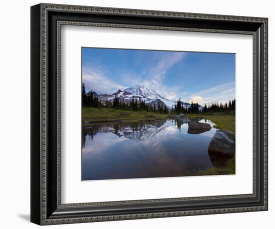 Mt. Rainier Is Reflected in a Small Tarn in Spray Park, Mt. Rainier National Park, Washington, USA-Gary Luhm-Framed Photographic Print