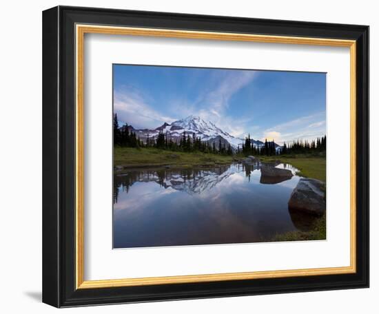 Mt. Rainier Is Reflected in a Small Tarn in Spray Park, Mt. Rainier National Park, Washington, USA-Gary Luhm-Framed Photographic Print