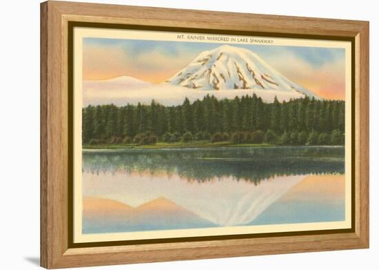 Mt. Rainier, Lake Spanaway, Washington-null-Framed Stretched Canvas