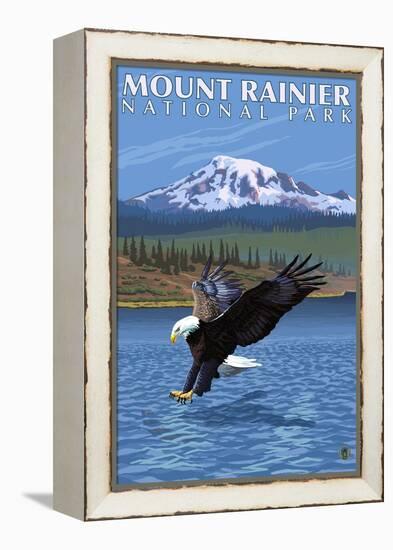 Mt. Rainier National Park, Washington, Eagle Fishing-Lantern Press-Framed Stretched Canvas