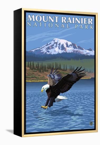 Mt. Rainier National Park, Washington, Eagle Fishing-Lantern Press-Framed Stretched Canvas