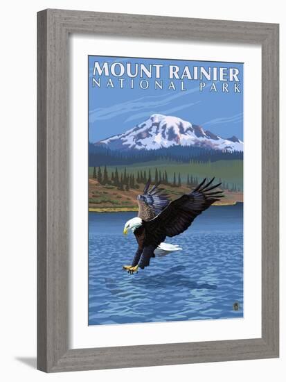 Mt. Rainier National Park, Washington, Eagle Fishing-Lantern Press-Framed Art Print