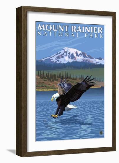 Mt. Rainier National Park, Washington, Eagle Fishing-Lantern Press-Framed Art Print