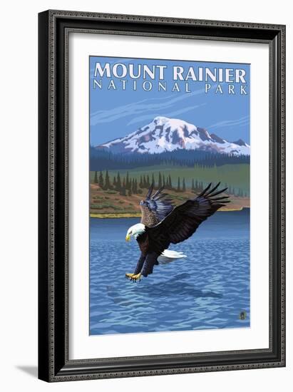 Mt. Rainier National Park, Washington, Eagle Fishing-Lantern Press-Framed Art Print