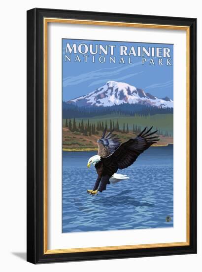 Mt. Rainier National Park, Washington, Eagle Fishing-Lantern Press-Framed Art Print