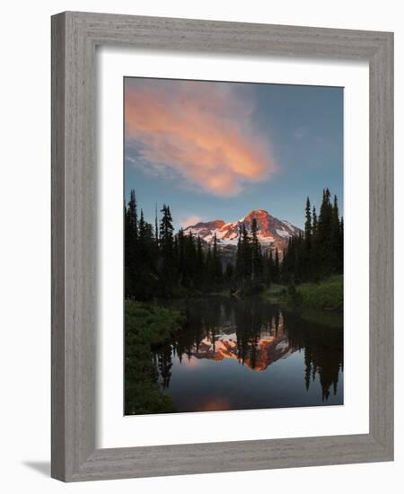 Mt Rainier Reflected in Mirror Pond, Mt Rainier NP, Washington, USA-Gary Luhm-Framed Photographic Print