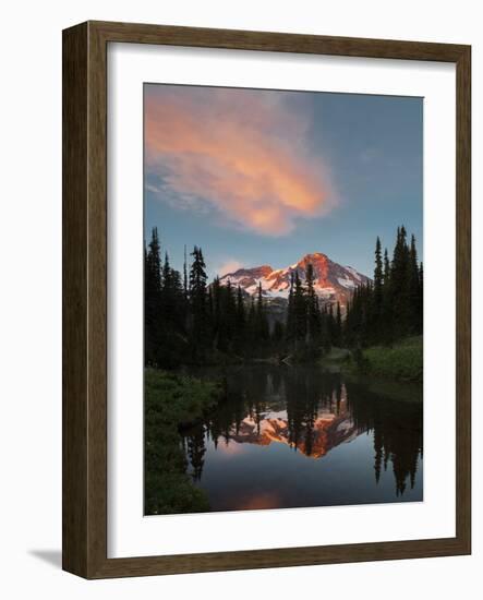 Mt Rainier Reflected in Mirror Pond, Mt Rainier NP, Washington, USA-Gary Luhm-Framed Photographic Print