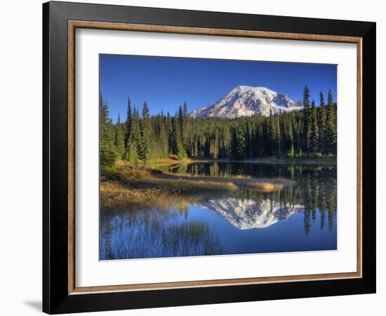 Mt. Rainier Reflected in Reflection Lake, Mt. Rainier National Park, Washington, Usa-Jamie & Judy Wild-Framed Photographic Print