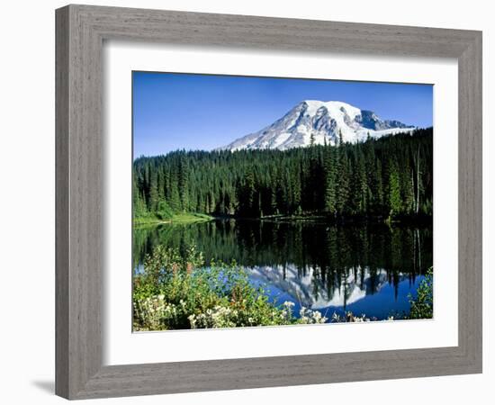 Mt. Rainier Reflected in Reflection Lake, Washington, USA-Charles Sleicher-Framed Photographic Print