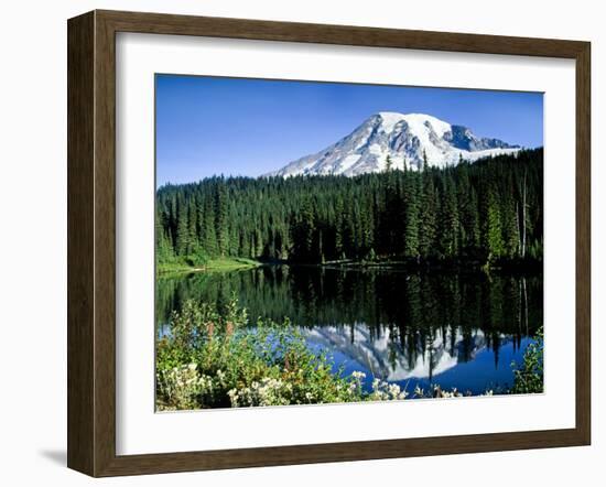 Mt. Rainier Reflected in Reflection Lake, Washington, USA-Charles Sleicher-Framed Photographic Print