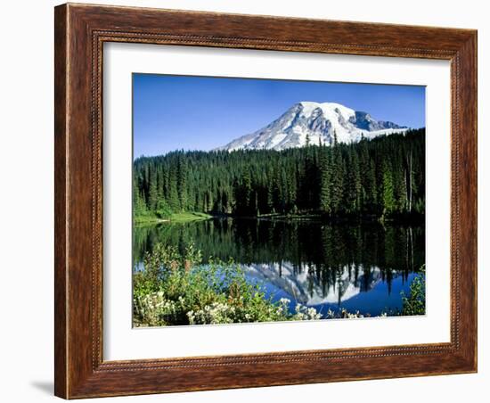 Mt. Rainier Reflected in Reflection Lake, Washington, USA-Charles Sleicher-Framed Photographic Print