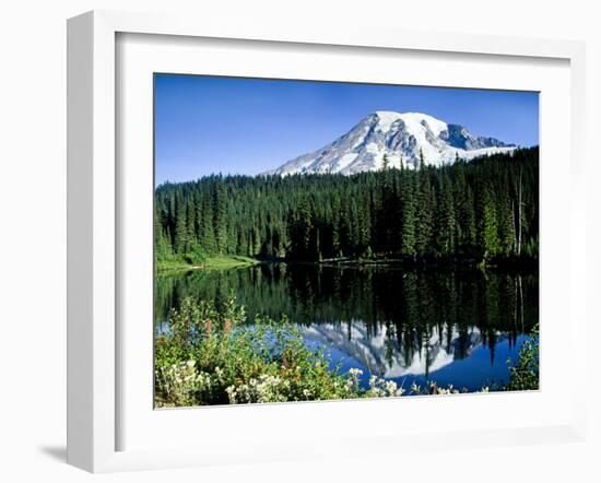 Mt. Rainier Reflected in Reflection Lake, Washington, USA-Charles Sleicher-Framed Photographic Print