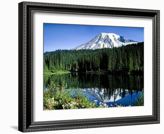 Mt. Rainier Reflected in Reflection Lake, Washington, USA-Charles Sleicher-Framed Photographic Print