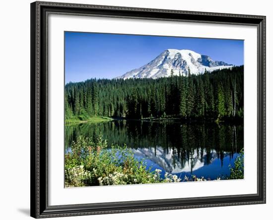 Mt. Rainier Reflected in Reflection Lake, Washington, USA-Charles Sleicher-Framed Photographic Print