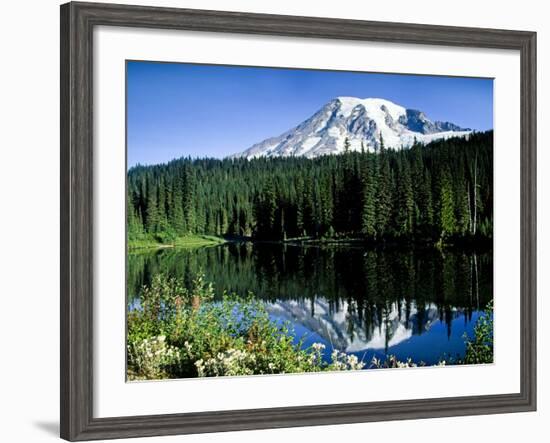 Mt. Rainier Reflected in Reflection Lake, Washington, USA-Charles Sleicher-Framed Photographic Print