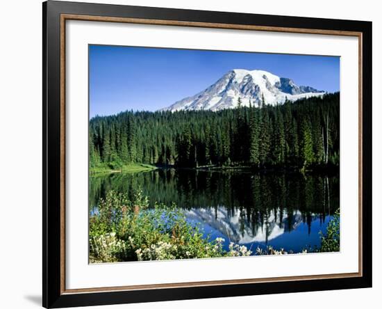 Mt. Rainier Reflected in Reflection Lake, Washington, USA-Charles Sleicher-Framed Photographic Print