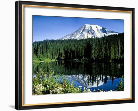 Mt. Rainier Reflected in Reflection Lake, Washington, USA-Charles Sleicher-Framed Photographic Print