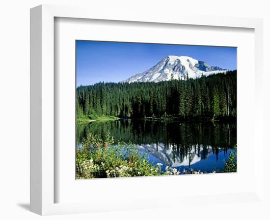 Mt. Rainier Reflected in Reflection Lake, Washington, USA-Charles Sleicher-Framed Photographic Print