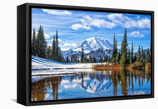 Mt. Rainier Vista-Michael Broom-Framed Stretched Canvas