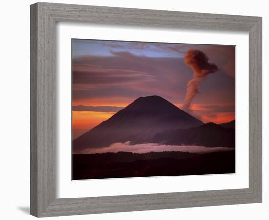 Mt. Semeru Emits Plume of Smoke at Sunrise, Indonesia-Jim Zuckerman-Framed Photographic Print