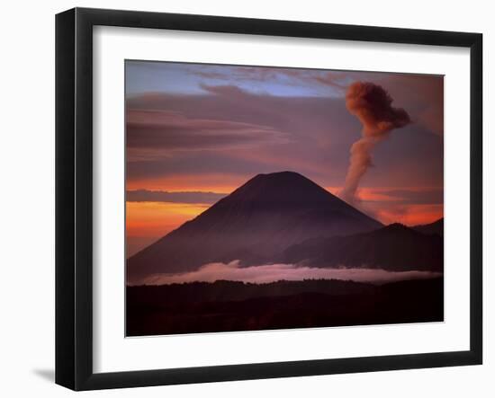 Mt. Semeru Emits Plume of Smoke at Sunrise, Indonesia-Jim Zuckerman-Framed Photographic Print