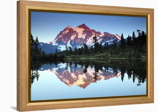 Mt Shuksan from Picture Lake, Mount Baker-Snoqualmie National Forest, Washington, USA-Michel Hersen-Framed Premier Image Canvas