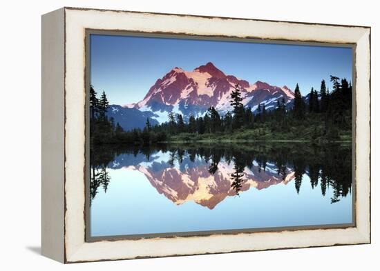 Mt Shuksan from Picture Lake, Mount Baker-Snoqualmie National Forest, Washington, USA-Michel Hersen-Framed Premier Image Canvas