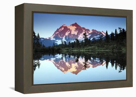 Mt Shuksan from Picture Lake, Mount Baker-Snoqualmie National Forest, Washington, USA-Michel Hersen-Framed Premier Image Canvas