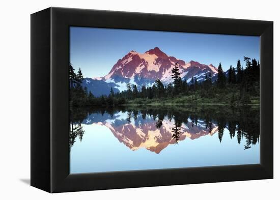 Mt Shuksan from Picture Lake, Mount Baker-Snoqualmie National Forest, Washington, USA-Michel Hersen-Framed Premier Image Canvas