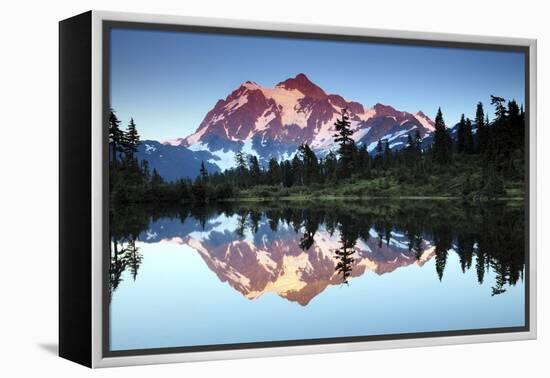 Mt Shuksan from Picture Lake, Mount Baker-Snoqualmie National Forest, Washington, USA-Michel Hersen-Framed Premier Image Canvas