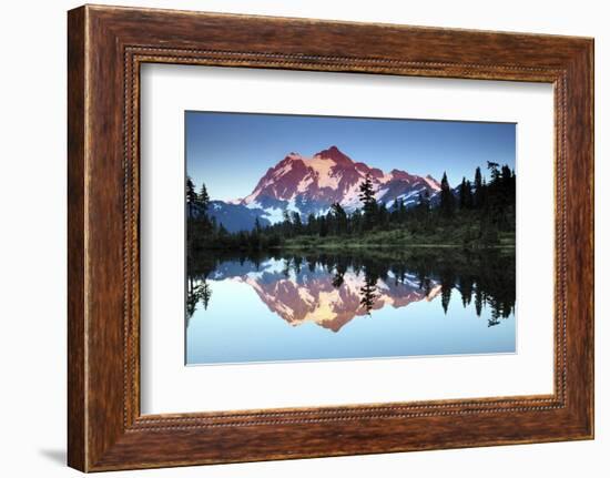 Mt Shuksan from Picture Lake, Mount Baker-Snoqualmie National Forest, Washington, USA-Michel Hersen-Framed Photographic Print