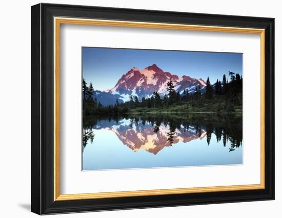 Mt Shuksan from Picture Lake, Mount Baker-Snoqualmie National Forest, Washington, USA-Michel Hersen-Framed Photographic Print