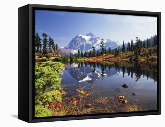 Mt Shuksan with Picture Lake, Mt Baker National Recreation Area, Washington, USA-Stuart Westmorland-Framed Premier Image Canvas